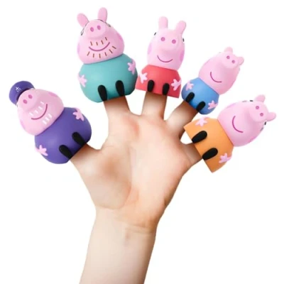 Imagen de Peppa Pig Set 5 Marionetas de Dedo Familia Juguetes Agua y baño A Partir 3 años (DeQube 919D00049)