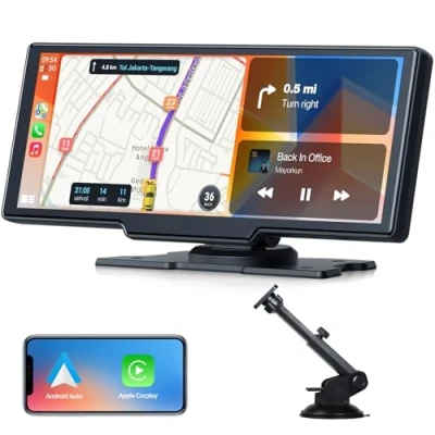 Imagen de Volam 9.26 Pulgadas Pantalla para Coche con Carplay Android Auto Inalámbrica, Táctil, Enlace Espejo iOS, Navegación, Siri, G00gle Asistente de Voz, FM, AUX, Bluetooth 5.0