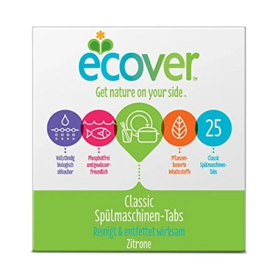 Imagen de Ecover Pastillas lavavajillas ecológicas Classic, fragancia Lemon &amp; Lime, 25 Tabletas