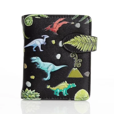 Imagen de Shagwear Monedero para mujer, diseño bifold, multicolor, dino, Dino