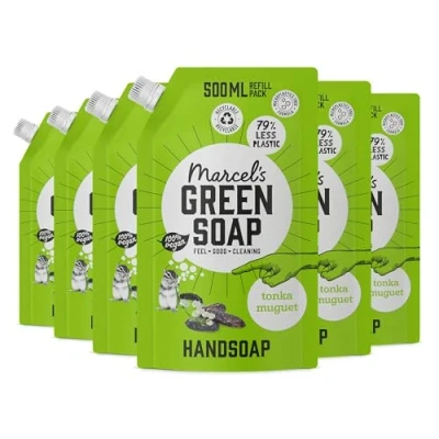 Imagen de Marcel&#039;s Green Soap Recambio de jabón manos Tonka &amp; Muguet para dispensador líquido 100% ecológico vegano 97% biodegradable Paquete 6 500 ml