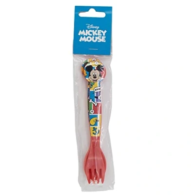 Imagen de Set de 2 cubiertos infantiles reutilizables plástico compuesto tenedor y cuchara Mickey Mouse