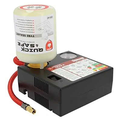Imagen de SUMEX Kit de Reparación Pinchazos para Coche Arregla y Repara Neumáticos Compresor Aire 180w con Conector 12V 450ml Líquido Sellante