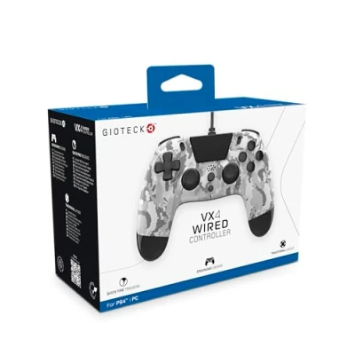 Imagen de Gioteck Mando con cable de color camo blanco VX 4 para PS4 y PC (PlayStation 4)
