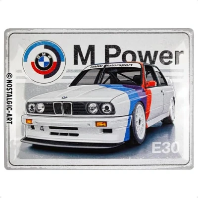 Imagen de Nostalgic Art Cartel metálico retro, 30 x 40 cm, BMW Motorsport M Power E30 Idea de regalo para fans BMW, metal, diseño vintage