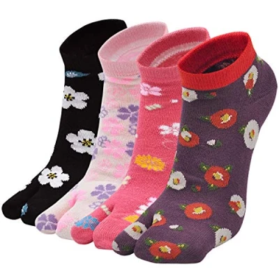 Imagen de Calcetines Tabi Japoneses para Mujer: de Chanclas Mujer Geta Dedo Separados, Flip Flop Del Pie Mujeres, 4 Pares