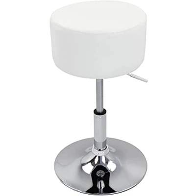 Imagen de Cris nailsTaburetes de Bar Diseño con Mango Juego 1 Altura Regulable Piel Sintética, Taburetes Altos Cocina Asiento Acolchado Taburete Giratorio Peluqueria Sillas Blanco