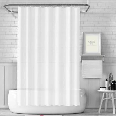 Imagen de LUKDUNG cortina de baño 180 x cm, ducha antimoho en el baño, para bañera tela, impermeable, lavable, PEVA con 12 anillas ducha, color blanco