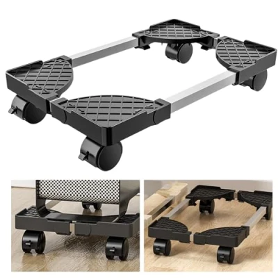 Imagen de SPORWAY Soporte para CPU PC, Tamaño Ajustable CPU, PC Móvil con Ruedas Giratorias Bloqueo, Carro de Debajo del Escritorio (Negro)