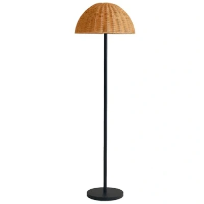 Imagen de Lámpara de pie luminosa recargable metal pantalla poliratán LED blanco cálido/blanco regulable FAROE TALL H160cm