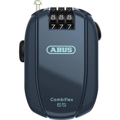 Imagen de ABUS Combiflex candado de cable para asegurar esquís, cascos, cochecitos y equipaje StopOver 65 cm largo 1,2 mm grosor con código combinación azul