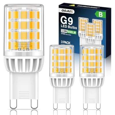 Imagen de QOJUX Bombilla G9 3,5W 650LM, equivalente halógena de 50W, LED Blanco Cálido 2700K Ahorro Energético, ángulo haz 360, CA 220 240 V, No Regulable, Lote 3