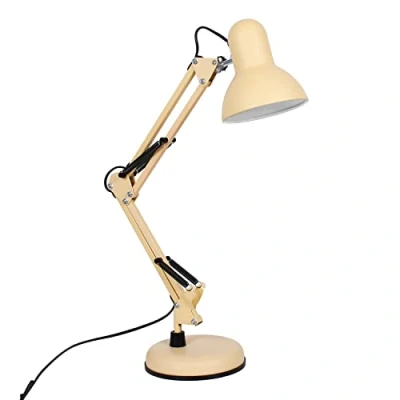 Imagen de BEL AIR HOME Lámpara de Escritorio LED Articulada Flexo Antigona Diseño Vintage Retro Altura Ajustable 34 67 cm Metal Resistente Ideal para Oficina y Hogar, (AMARILLO MATE)