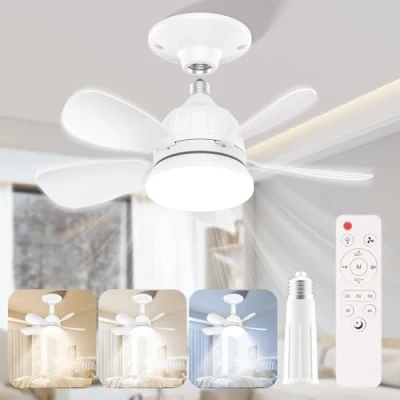 Imagen de Carastek Ventilador Techo con Luz y Mando a Distancia 18&#039;&#039; LED Regulable Lampara E27 de Ventiladores Silencioso Velocidad, Brillo Temperatura Color Ajustable