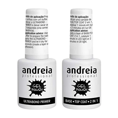 Imagen de Andreia Professional Gel Polish Ultrabond Primer + Base y Top Coat 2 en 1 (Una unidad de cada) (Ultrabond 1)