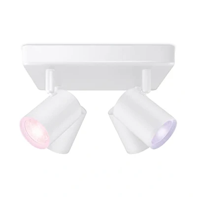 Imagen de WiZ Lámpara de techo Imageo Blanca 4 focos ajustables placa redonda, Luz y Colores, Wi Fi, con tecnología SpaceSense compatible Alexa Google Home