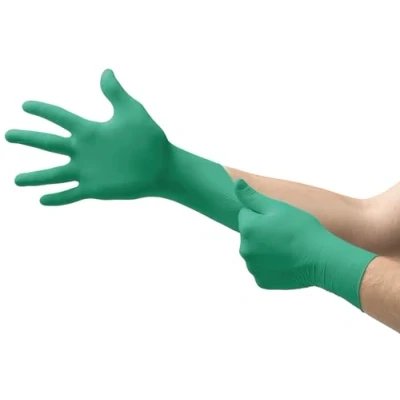 Imagen de Ansell TouchNTuff 92 600 Guantes Desechables de Nitrilo, Sin Polvo, Alta Protección Química y Mecánica, Seguridad Alimentaria, Multiusos Profesionales,Verde, Talla M ,100 Unidad (Paquete 1)