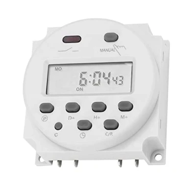 Imagen de CN101A DC 12V Mini Interruptor de Temporizador, Pantalla Cristal Líquido LCD Digital Temporizadores Semanales Control Relé con Cubierta Impermeable Blanca