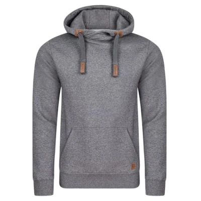Imagen de riverso Sudadera con Capucha para Hombre RIVNiklas, Bolsillo Canguro, Cuello Cruzado, Regular, Monocolor, Algodón, Gris Marrón Verde Rojo Azul Negro Grey Melange Standard 2 (Bjd). M
