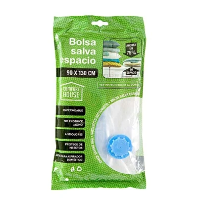 Imagen de COM FORT HOUSE Bolsas de Vacío para Ropa Paquete 6 unidades Cierre Hermético Sellado Impermeable Inflador Incluído (90cm x 130cm)