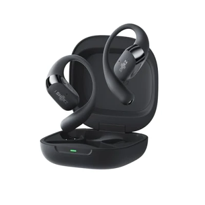 Imagen de SHOKZ OpenFit 2+ Auriculares Open Ear, Dolby Audio, 48h de Uso, Gancho Bluetooth con Mic., Resistencia al Agua IP55, Carga inalámbrica, rápida, Bolsa Transporte, Negro