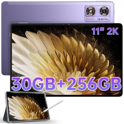 Imagen de OUKITEL OT8 Tablet Android 13 8800mAh/18W con Lapiz, 30GB RAM+256GB ROM Tablets, 13MP+8MP Cámara, 4 Altavoces Funda, GMS, Widevine L1, 5G WiFi, GPS, OTG, Dual SIM 4G Violeta