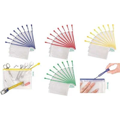 Imagen de Bolsa multiusos tarifold pvc din a5 apertura superior con cremallera portaboligrafo y correa azul