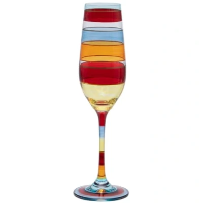 Imagen de Maturi Copa de champán a rayas pintada mano, 220 ml, en caja regalo