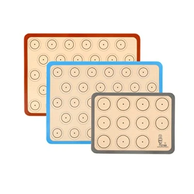 Imagen de Tapete de silicona antiadherente para hornear, Lámina horno Macaron, Galletas, Pasta, Pizza, Pan, Ecológico y Reutilizable, Resistente al calor, sin BPA, juego 3 unidades (42x30cm)