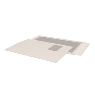 Imagen de Bong 14009 Sobres C4 (papel de estraza 120 g/m², reverso cartón gris 450 ventana, cierre autoadhesivo, 100 unidades), color blanco