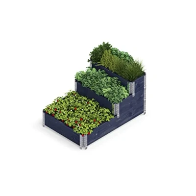 Imagen de Upyard Stepped Bed Moderna bancal elevada de Marco palé, Modular, multinivel, Madera Natural, para jardín y terraza, 120 x 80 58,5, Color Negro