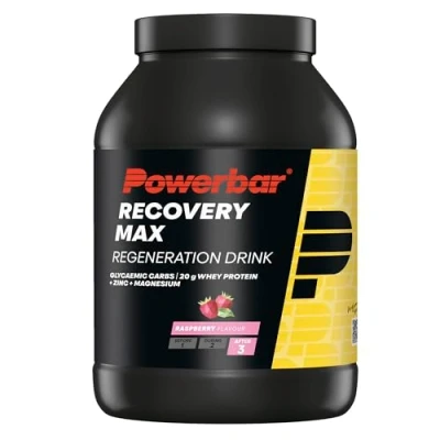 Imagen de Powerbar Recovery Max Raspberry 1144g Bebida de Suero Leche Regeneración con Carbohidratos + Magnesio&amp;Zinc