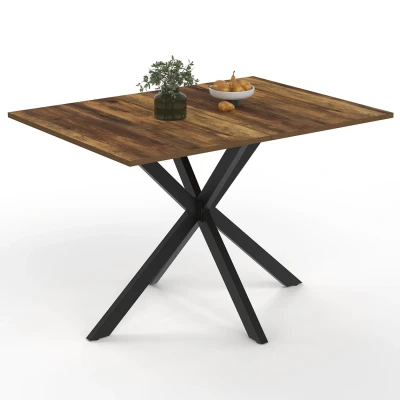 Imagen de Mesa de comedor rectangular ALIX 4 6 personas HAWKINS madera oscura y pata araña negra 110 cm