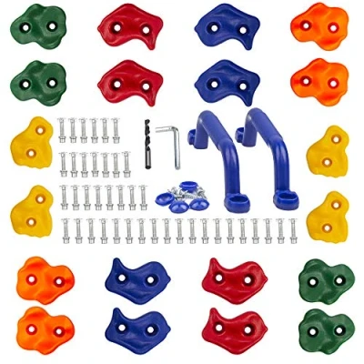 Imagen de KINSPORY Escalada de Roca para niños, 20 PCS Textured Escalada, Rock Climbing, Rocódromos, Viene con 2 Asas Azules, Material fijación Incluido …