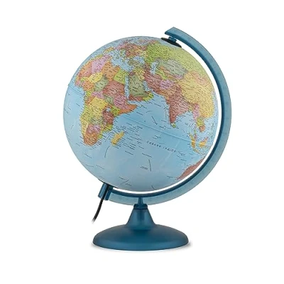 Imagen de Tecnodidattica Night&amp;Day Globo Terráqueo para Niños y Jóvenes Doble Función Cartografía Política Constelaciones Luminoso Giratorio Meridiano Graduado Textos en Español Diámetro de 25cm