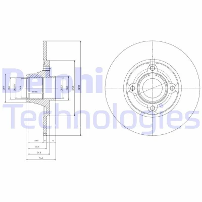 Imagen de DELPHI BG9033RS Disco de freno 238 8 4 macizo aceitado sin procesar con cojinete rueda, anillo sensor ABS RENAULT: CLIO 1