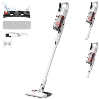 Imagen de Deerma Aspiradora sin Cable DEM T20W 2 en 1: Aspira y Friega con 180W de Potencia, Filtro HEPA, Diseño Ligero