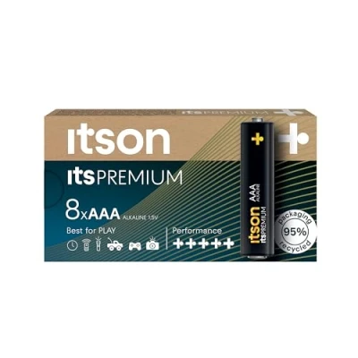 Imagen de ITSON, AAA Premium Pilas alcalinas, Paquete de 8, lo Mejor para cámaras, mandos Juegos, 1.5 V, LR3IPR/8CP