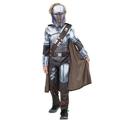 Imagen de Rubies Disfraz Mandalorian para niños, Green Collection, sostenible, Jumpsuit impreso, capa y máscara, Oficial Marvel Carnaval, Halloween, Navidad cumpleaños