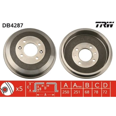 Imagen de TRW DB4287 Tambor de Freno CHRYSLER: Voyager / Grand 3