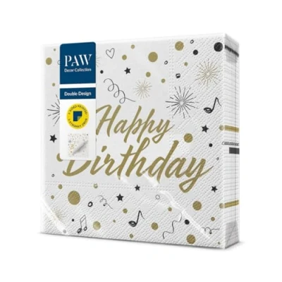 Imagen de PAW Servilletas Papel 3 Capas (33 x 33 cm) I 20 Unidades Perfecto para Cumpleaños, Fiestas, Bodas, Comuniones, Celebraciones de Doble Cara Invitación fiesta