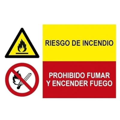Imagen de Señal industrial riesgo de incendio, Prohibido fumar y encender fuego SEKURECO