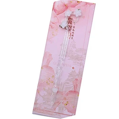 Imagen de SIPLIV hecho a mano vidrio dip pluma mágica sakura de cristal inmersión signo regalo caligráfica blanco