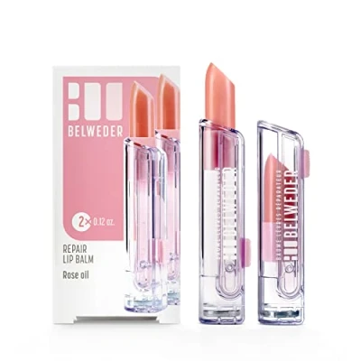 Imagen de BELWEDER Bálsamo Labiales Reparadores con Aceite Precioso de Rosa Damasco Anti Edad Hidratación Regeneradora Labios Transparente Perlado Fragancia Natural (2 Units)