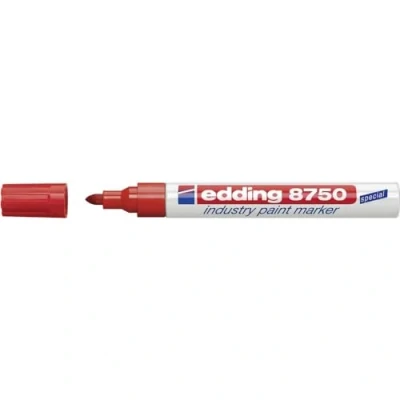 Imagen de edding 8750 marcador de tinta opaca industrial rojo 10 bolígrafos punta redonda 2 4mm rotulador superficies polvorientas, grasientas, neumáticos, metal, vidrio, madera permanente, impermeable