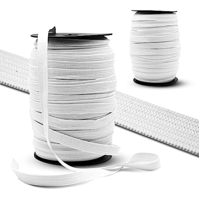 Imagen de DOJA Barcelona Cinta Elastica Coser 50m 10mm Blanco Costura de Poliéster y Goma Bobina Manualidades Rollo Gomas Elasticas para Tapiceria, Sofa, Ropa