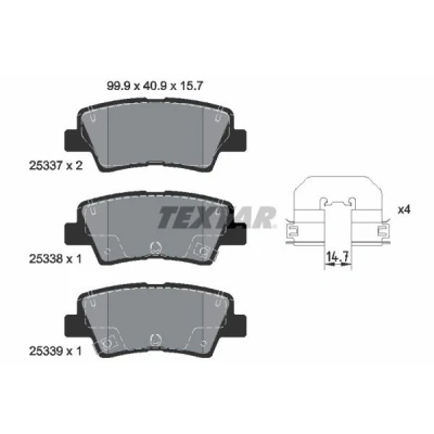 Imagen de TEXTAR 2533703 Juego de pastillas freno con avisador acústico desgaste accesorios KIA: CARENS 4, Ceed III Hatchback, Proceed