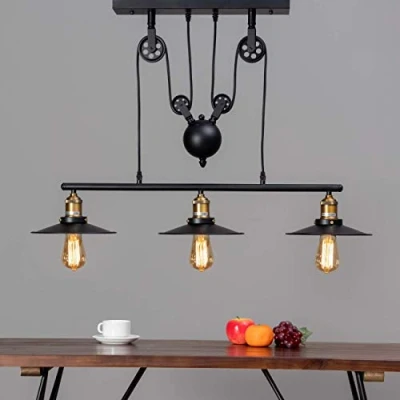 Imagen de KOSILUM Lámpara industrial colgante Triple Piattino Luz blanca cálida Iluminación salón dormitorio cocina pasillo 3 x 60 W E27 IP20