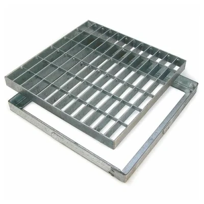Imagen de Zeker Rejilla de acero galvanizado con marco para drenaje, recogida y drenaje aguas pluviales (20 x 20 cm)