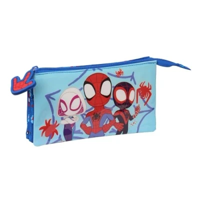 Imagen de Spidey Portatodo Triple, Estuche Infantil, Niño, Ideal para Niños en Edad Escolar, Cómodo y Versátil, Calidad Resistencia, 22x3x12 cm, Color Azul